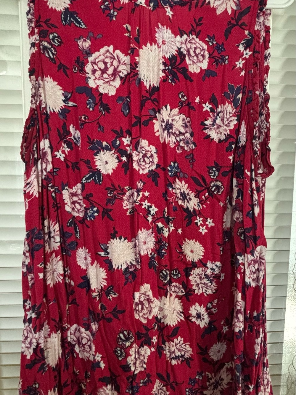 Torrid Red Floral Cold-Shoulder Tunic Top-2x